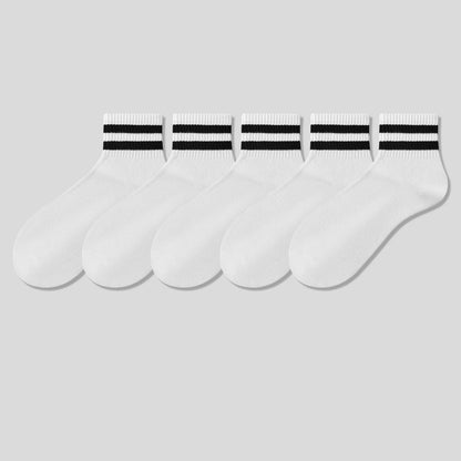 Men & Women Athletic Crew Socks – Cotton Breathable Sport Socks with Stripe Design