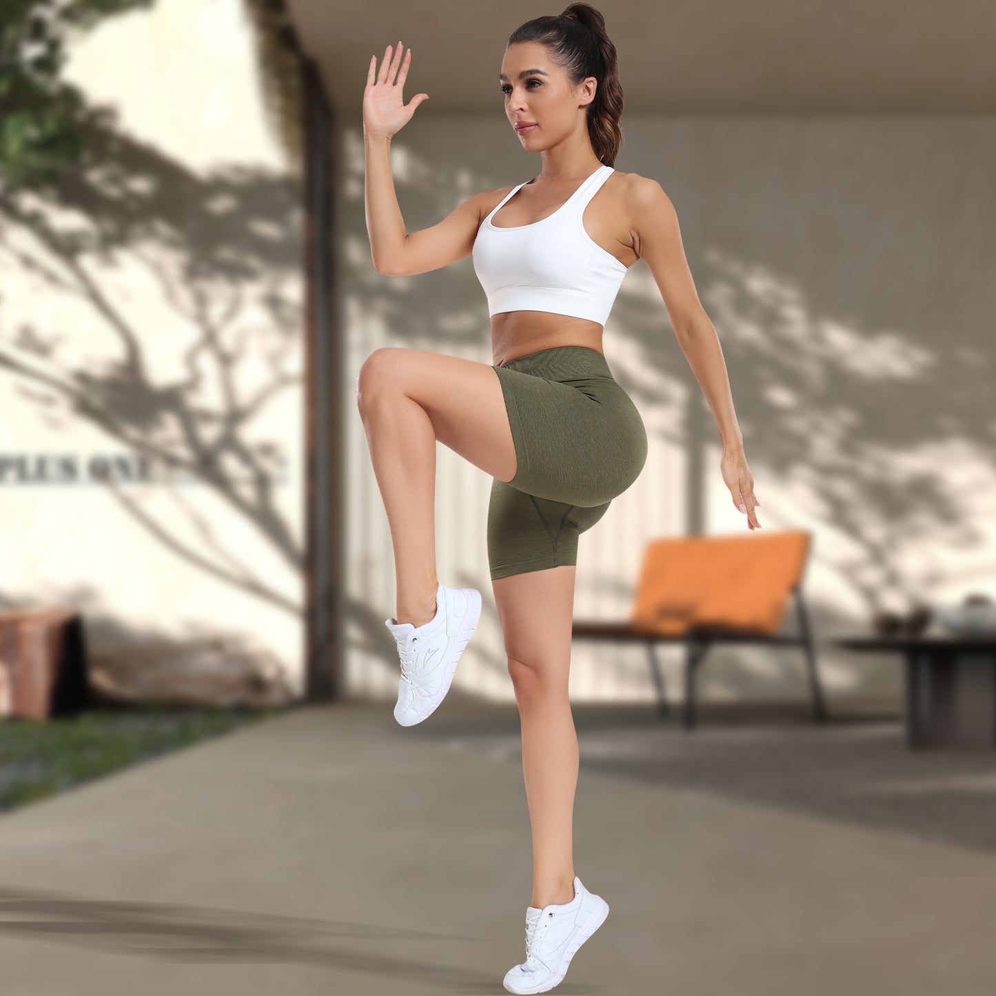 Women's Workout Gym Shorts, High Waisted Butt Lifting Scrunch Butt Seamless Booty Shorts