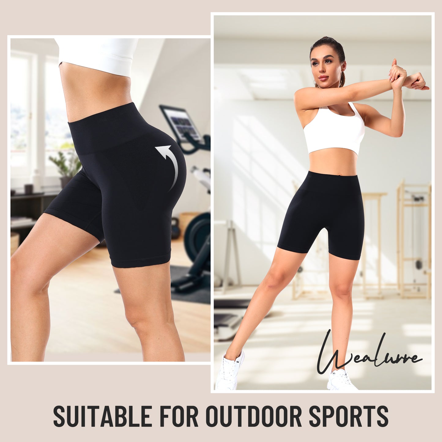 Women's Workout Gym Shorts, High Waisted Butt Lifting Scrunch Butt Seamless Booty Shorts