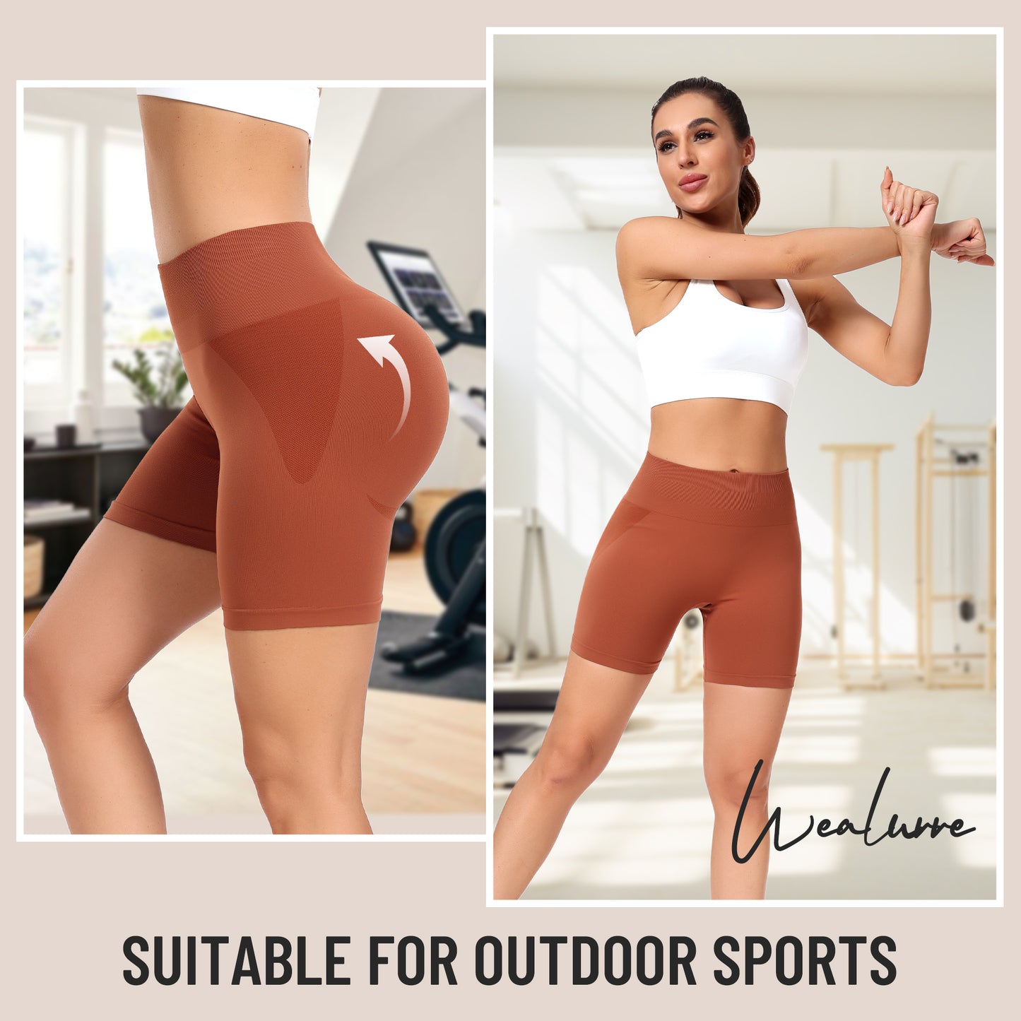 Women's Workout Gym Shorts, High Waisted Butt Lifting Scrunch Butt Seamless Booty Shorts