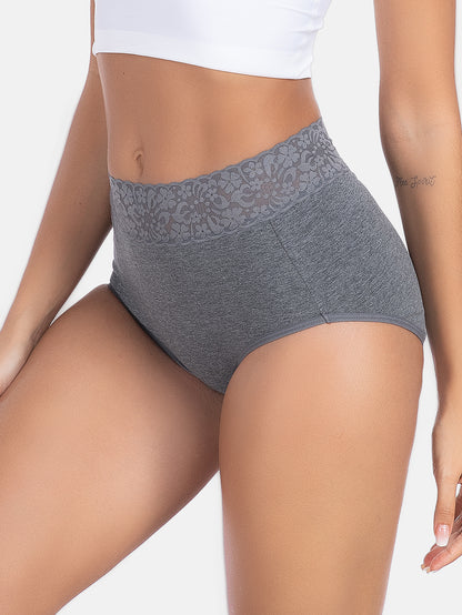 Womens Underwear Cotton Lace Panties Full Coverage Briefs S-3XL 5-Pack 6006