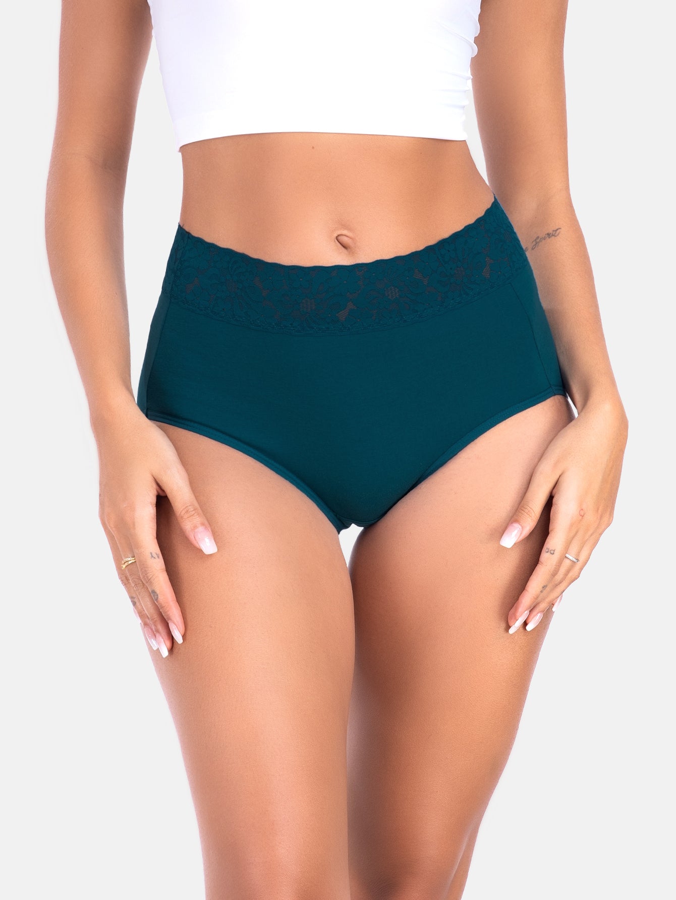 Womens Underwear Cotton Lace Panties Full Coverage Briefs S-3XL 5-Pack 6006