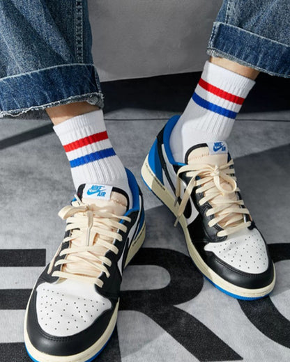Men & Women Athletic Crew Socks – Cotton Breathable Sport Socks with Stripe Design