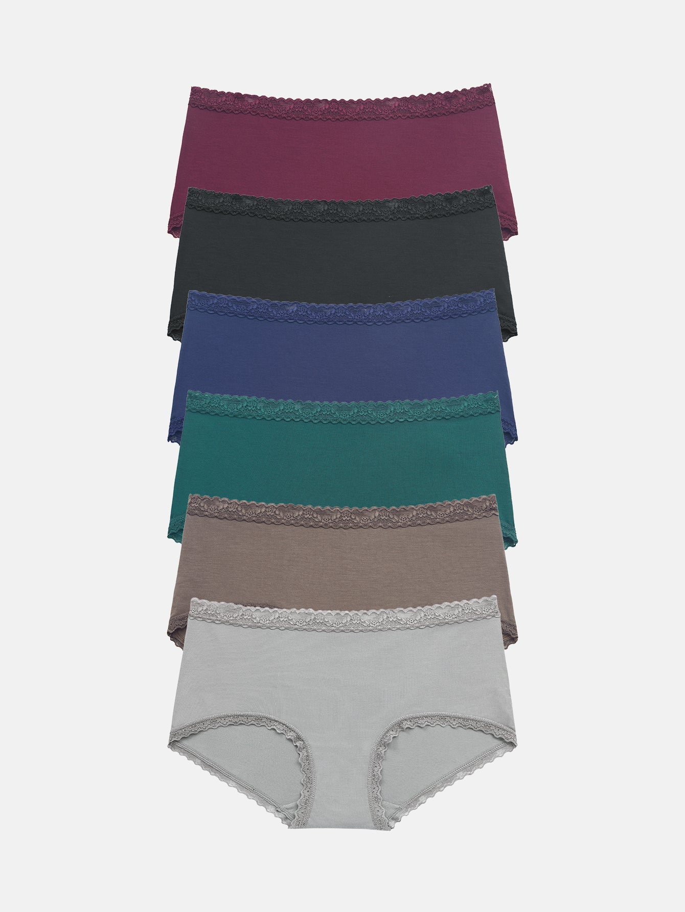 Women's Mid Rise Lace Brief Pack-Black 318