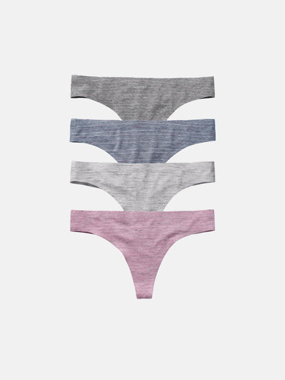 Women's Cotton Thong Breathable Panties Low Rise Underwear 4-PACK 3118