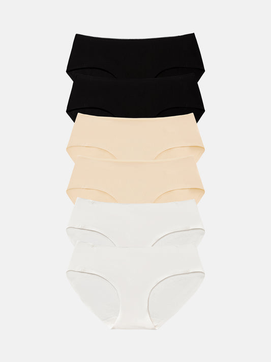 Womens Cotton Underwear for Women Seamless Hipster Bikini Briefs Panties 6-Pack 3028