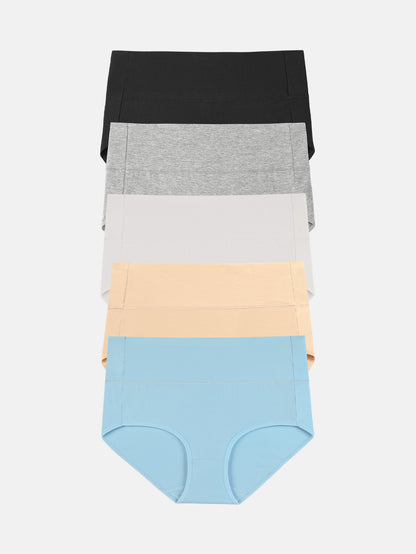 Wealurre Women's Comfort Cotton High Waist Underwear 5-Pack 1002