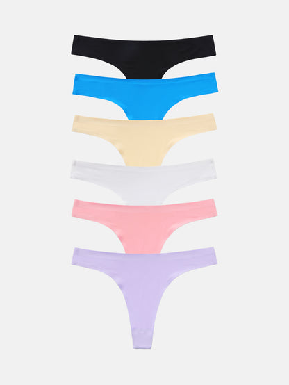 Women's Microfiber Low Rise No Show Thong 6-PACK 2925