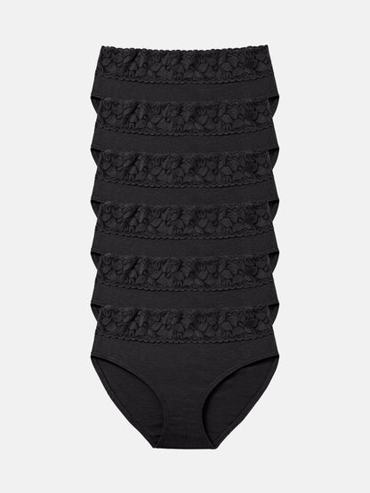 Lace Hiphugger Cotton Hipster Panties for Women 6-PACK 3020