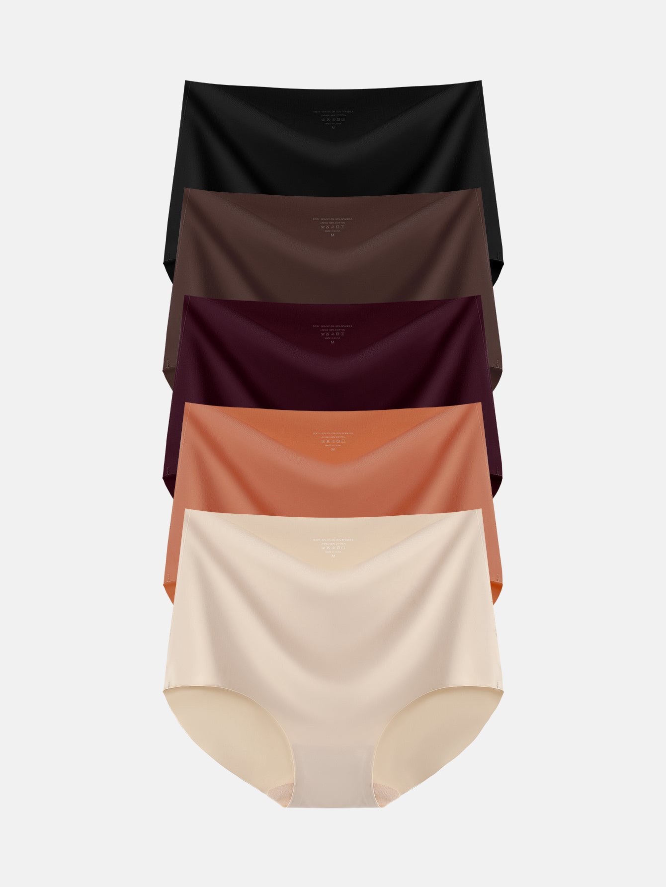 Seamless High Waisted Full Coverage Panties Plus Size 5- Pack 861