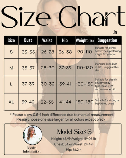 Long Sleeve Body Suits Womens Thong Double Lined Round S-XL