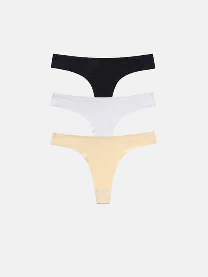 Women's Microfiber Low Rise No Show Thong 3-PACK 2925