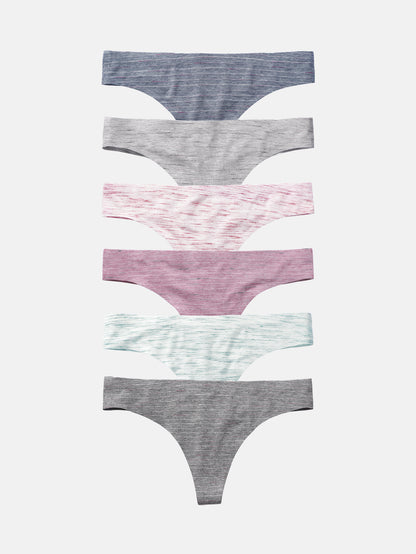 Women's Cotton Thong Breathable Panties Low Rise Underwear 6-PACK 3118