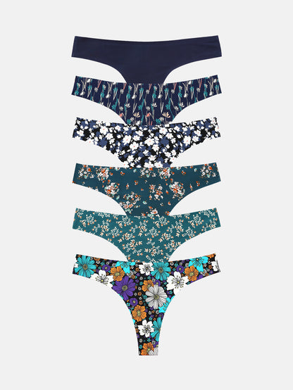 Women's Microfiber Low Rise No Show Thong 6-PACK 2925