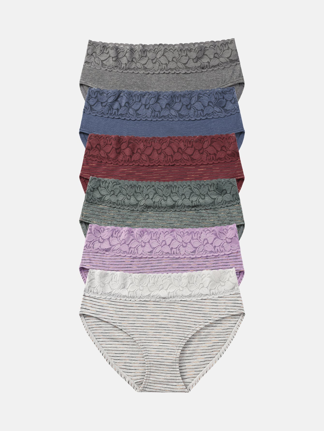 Lace Hiphugger Cotton Hipster Panties for Women 6-PACK 3020