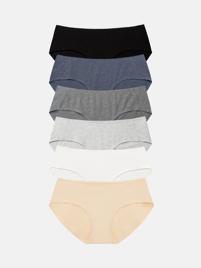 Womens Cotton Underwear for Women Seamless Hipster Bikini Briefs Panties 6-Pack 3028
