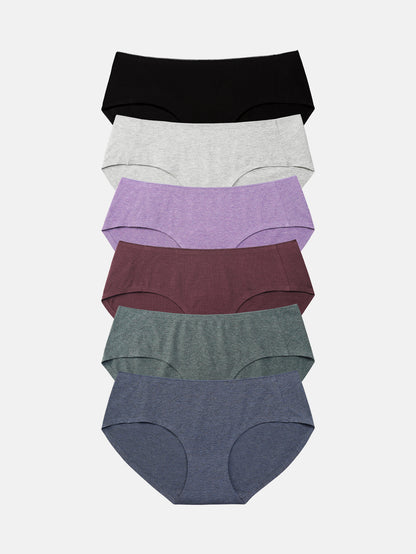 Womens Cotton Underwear for Women Seamless Hipster Bikini Briefs Panties 6-Pack 3028