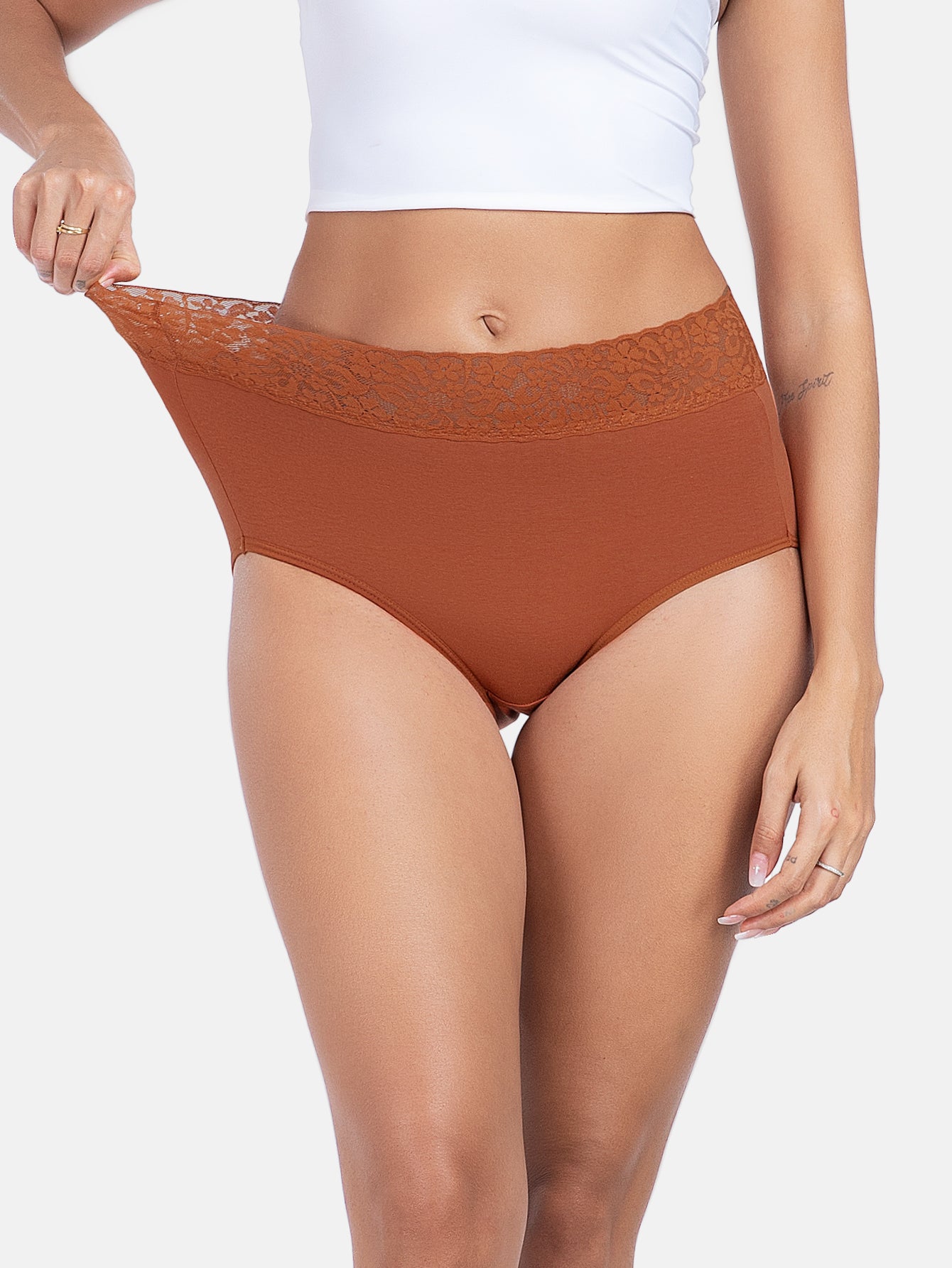 Womens Underwear Cotton Lace Panties Full Coverage Briefs S-3XL 5-Pack 6006