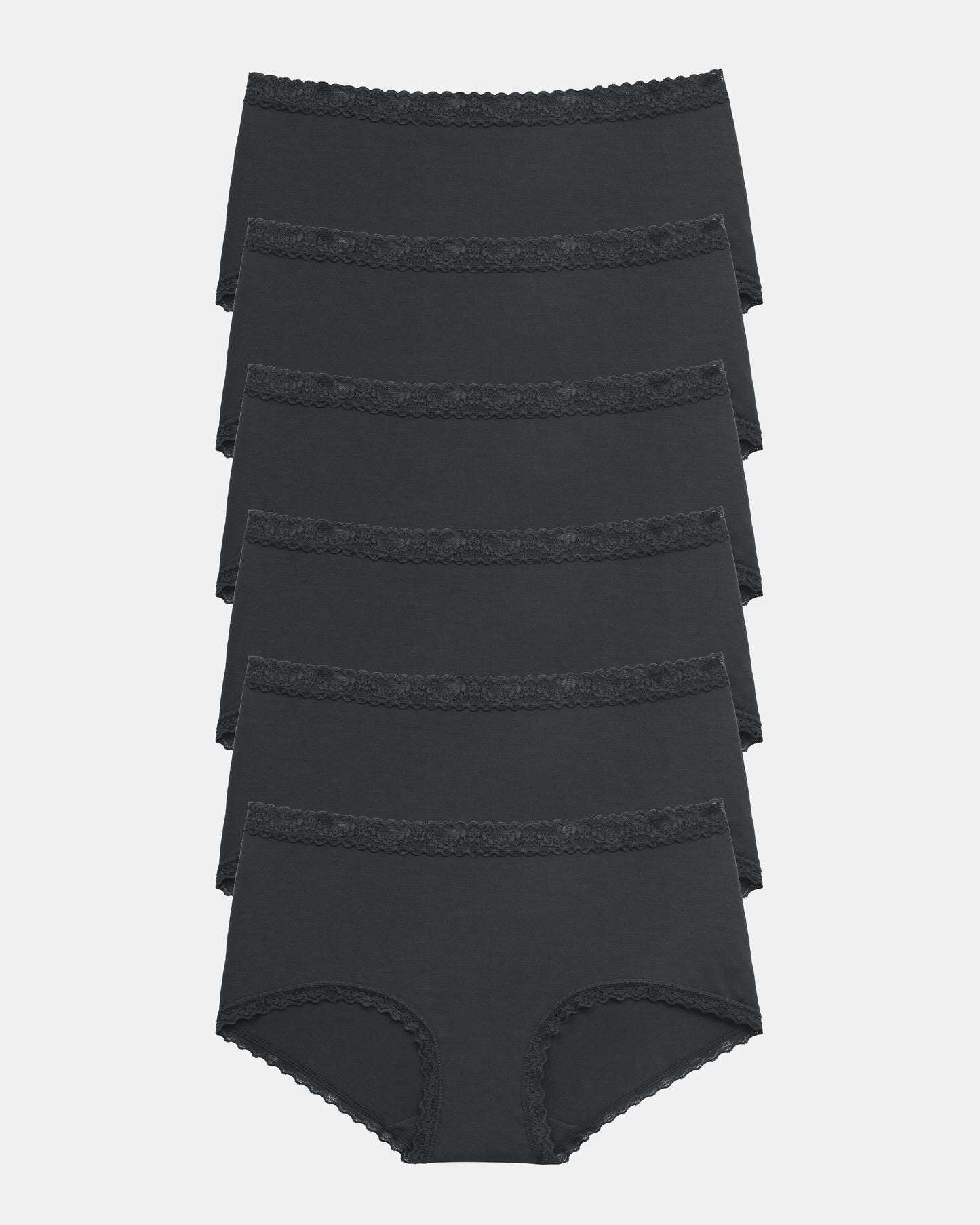 Women's Mid Rise Lace Brief Pack-Black 318