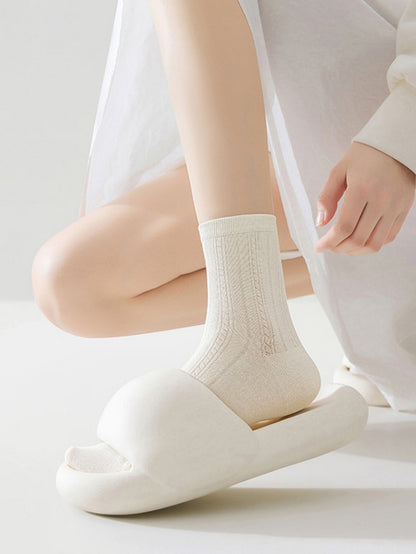 Women's Thin Cotton Socks - Antibacterial, Odor-Resistant, Pilling-Resistant, Mid-Calf Length