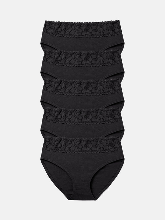 Lace Hiphugger Cotton Hipster Panties for Women 5-PACK 3020
