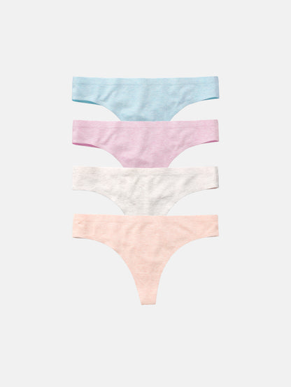 Women's Cotton Thong Breathable Panties Low Rise Underwear  4-PACK 3118