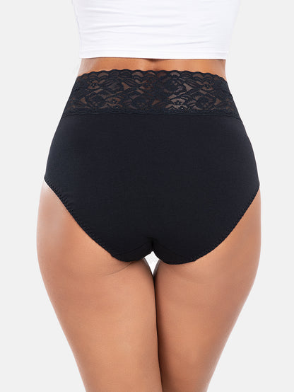Women High Waisted Lace Hipster Stretch Briefs for Ladies 5-Pack 6005