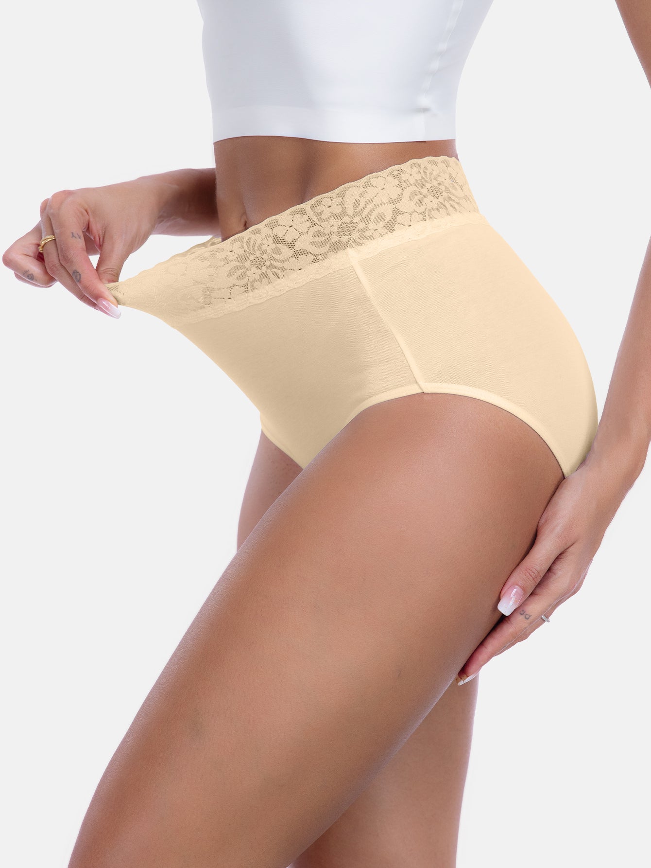 Womens Underwear Cotton Lace Panties Full Coverage Briefs S-3XL 5-Pack 6006