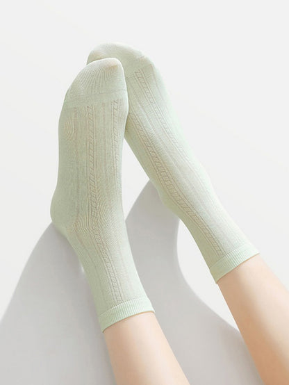 Women's Thin Cotton Socks - Antibacterial, Odor-Resistant, Pilling-Resistant, Mid-Calf Length
