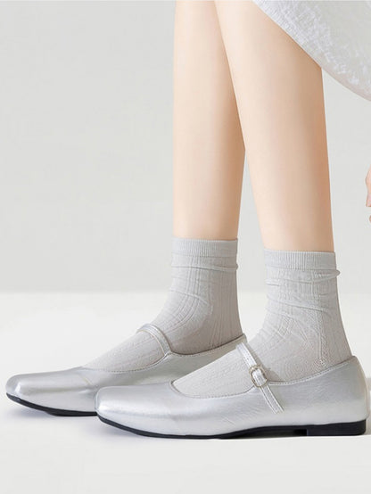 Women's Thin Cotton Socks - Antibacterial, Odor-Resistant, Pilling-Resistant, Mid-Calf Length