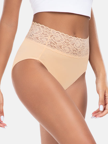 Women High Waisted Lace Hipster Stretch Briefs for Ladies 5-Pack 6005