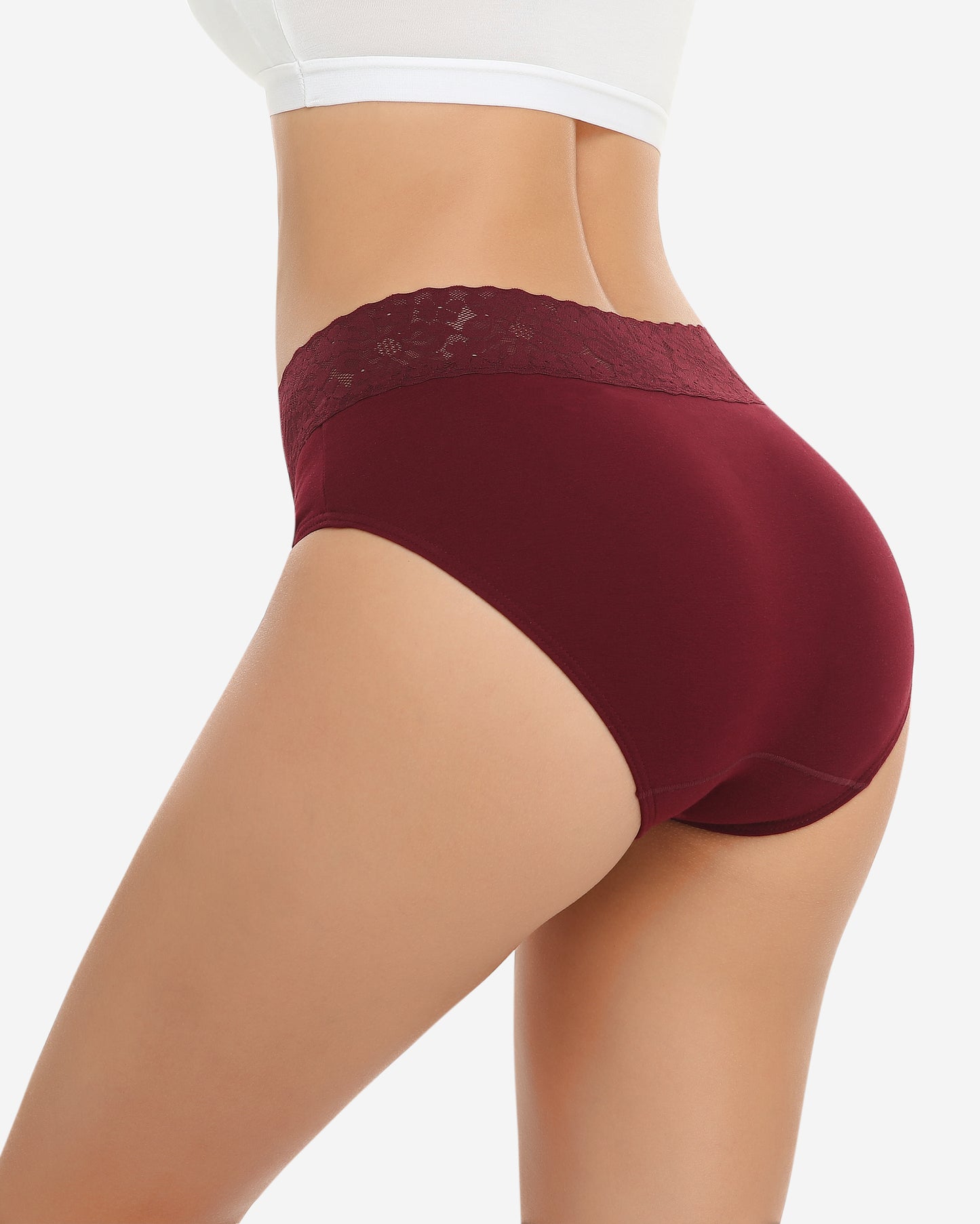 Wealurre Women's Underwear  Lace Briefs Cotton Hipster Skin-5-Pack