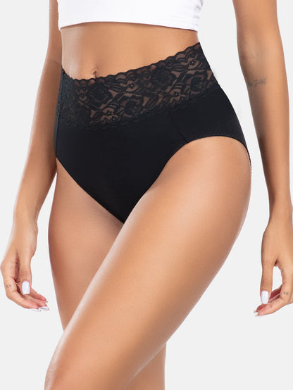 Women High Waisted Lace Hipster Stretch Briefs for Ladies 5-Pack 6005