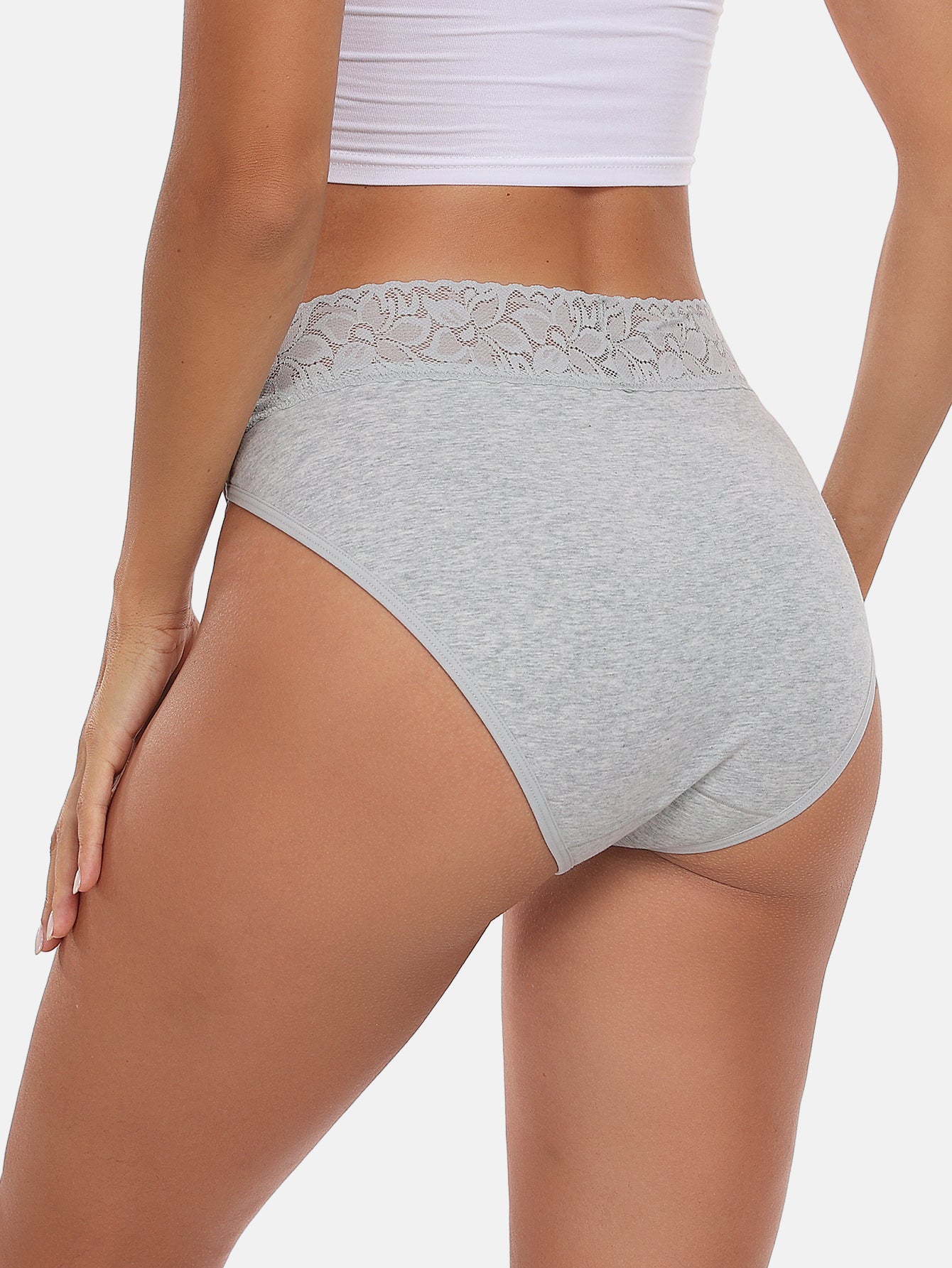 Womens Underwear Cotton Bikini Panties High Cut 5-PACK 3168