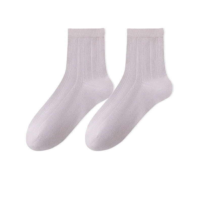 Women's Thin Cotton Socks - Antibacterial, Odor-Resistant, Pilling-Resistant, Mid-Calf Length