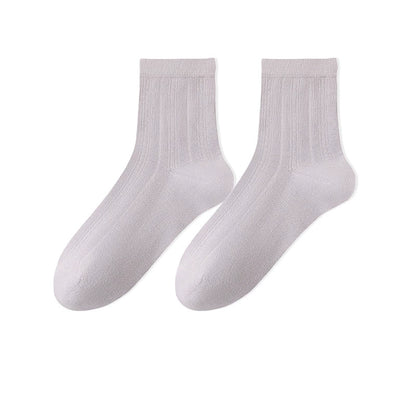 Women's Thin Cotton Socks - Antibacterial, Odor-Resistant, Pilling-Resistant, Mid-Calf Length