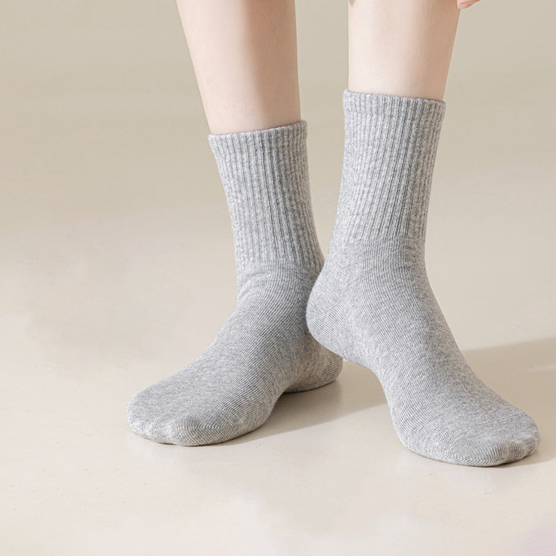Women's 100% Cotton Socks - Autumn/Winter Sweat-Wicking & Odor-Resistant Seamless Knee-High Socks