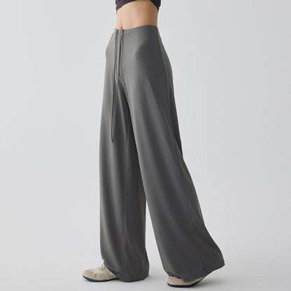 Women's Loose-Fit Wide-Leg Yoga Pants Drawstring Elastic Waist Sports Pants