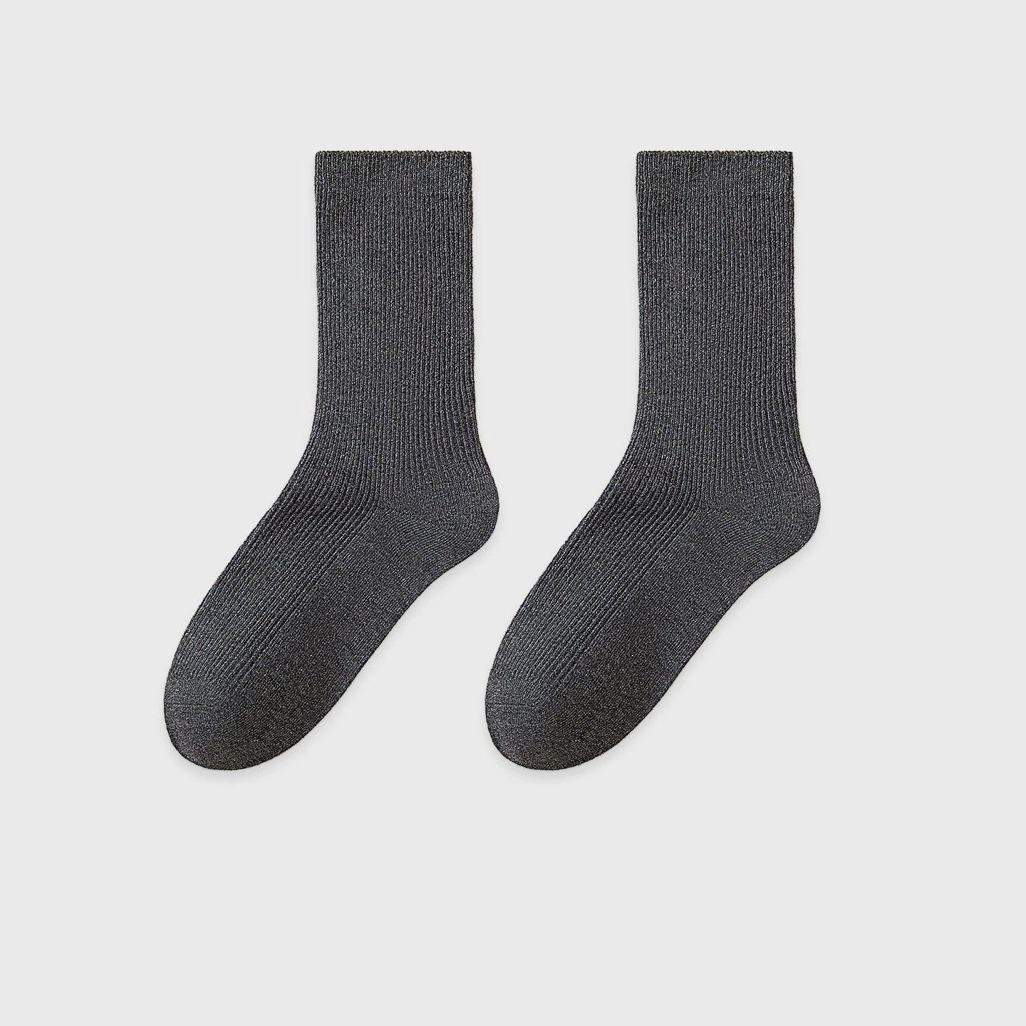 Women's Mid-Calf Cotton Socks for Fall/Winter Fine-Strip Knit Japanese Style White Puffy Socks