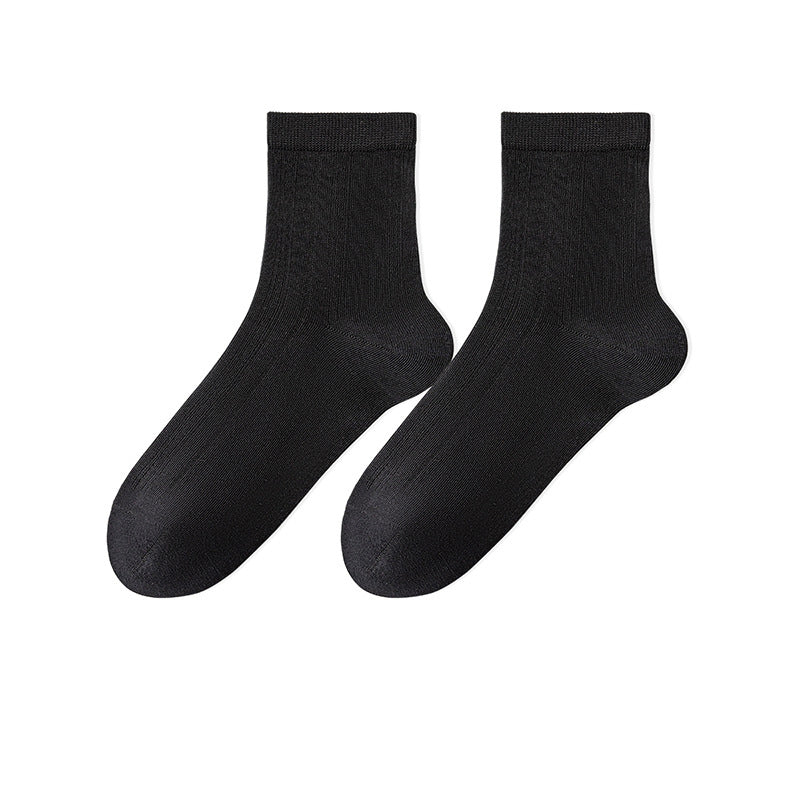 Women's Thin Cotton Socks - Antibacterial, Odor-Resistant, Pilling-Resistant, Mid-Calf Length