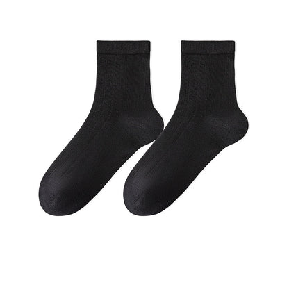 Women's Thin Cotton Socks - Antibacterial, Odor-Resistant, Pilling-Resistant, Mid-Calf Length