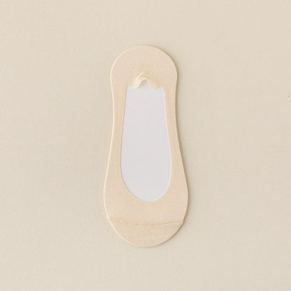 Women's Summer Lightweight Anti-Slip Non-Slip Pure Cotton Ice-Silk Low-Cut Invisible Socks