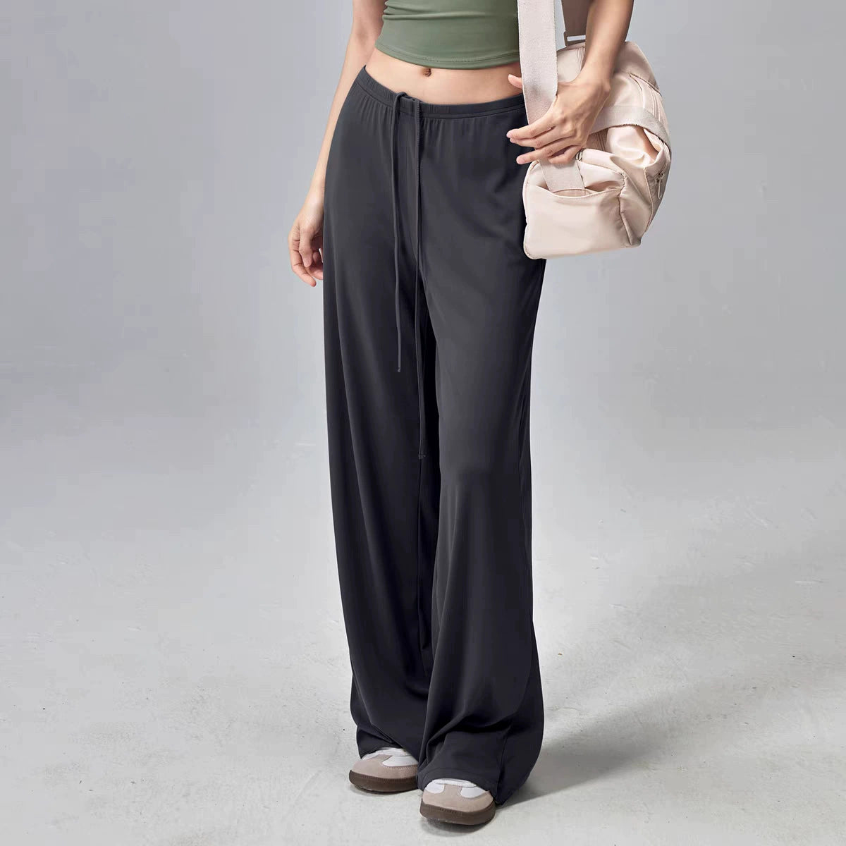 Women's Loose-Fit Wide-Leg Yoga Pants Drawstring Elastic Waist Sports Pants