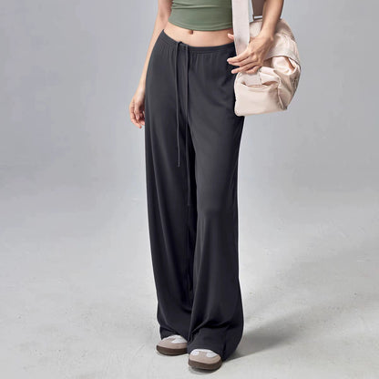 Women's Loose-Fit Wide-Leg Yoga Pants Drawstring Elastic Waist Sports Pants