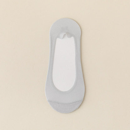 Women's Summer Lightweight Anti-Slip Non-Slip Pure Cotton Ice-Silk Low-Cut Invisible Socks