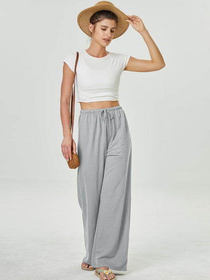 Women's High-Waisted Casual Pants with Loose Drawstring