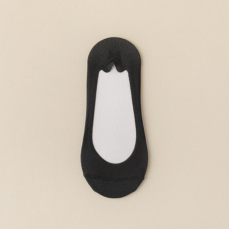 Women's Summer Lightweight Anti-Slip Non-Slip Pure Cotton Ice-Silk Low-Cut Invisible Socks