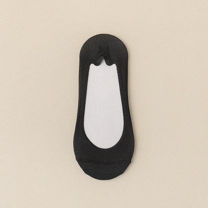 Women's Summer Lightweight Anti-Slip Non-Slip Pure Cotton Ice-Silk Low-Cut Invisible Socks