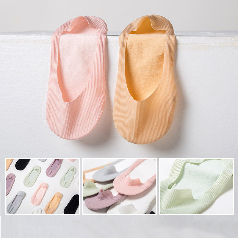 Socks Women's Super Invisible No Show Summer Thin Silicone Non-Slip Low Vamp Solid