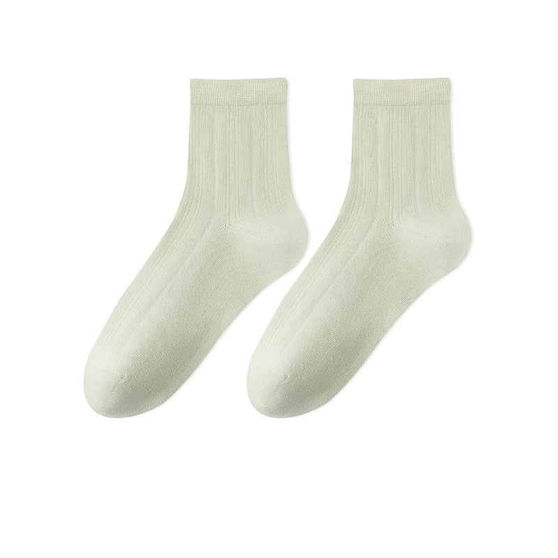 Women's Thin Cotton Socks - Antibacterial, Odor-Resistant, Pilling-Resistant, Mid-Calf Length